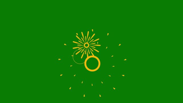 Eye catching neon circle burst explosion with glowing geometric lines, sparkling fireworks and shiny ellipse blast motion graphics loop for celebration events on green background 4k video