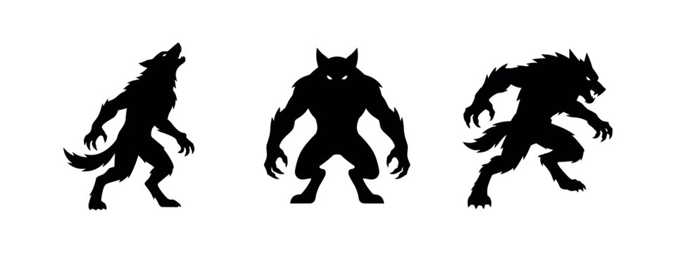 Werewolf Silhouettes Howling and Prowling for Halloween
