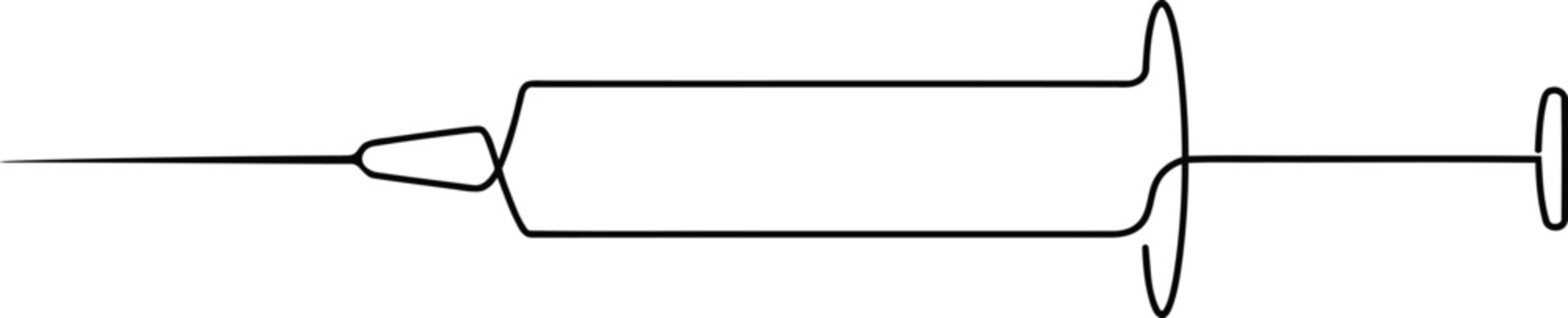 Simple line art drawing of a medical syringe Vector