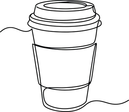 Continuous single line drawing of a takeaway coffee cup Vector