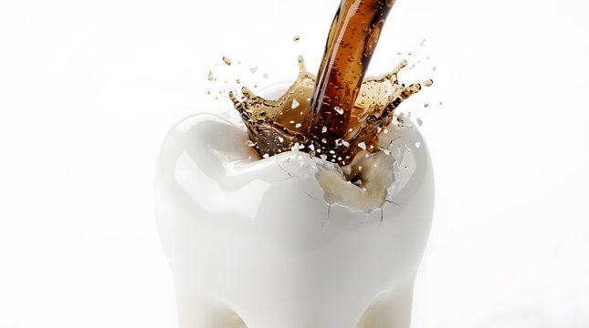 Dental hygienist pouring whitening treatment into patients mouth for cosmetic procedure