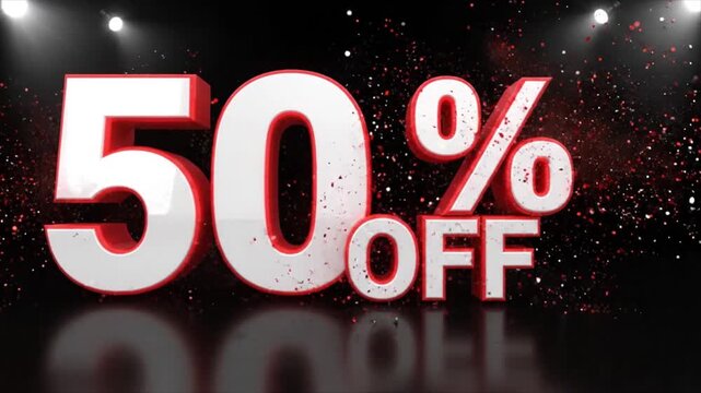 Black Friday 50 Percent Off Red White 3D Discount Typography Animation