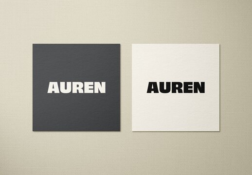 Square Cards Pair Stationery Mockup For Branding And Advertising Design