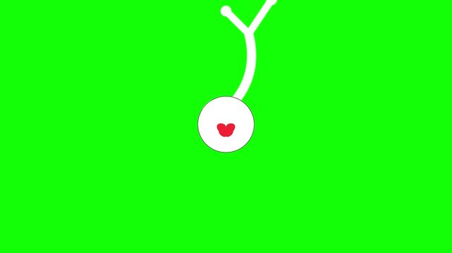 A simple white stick figure with a heart-shaped nose on a green screen background.