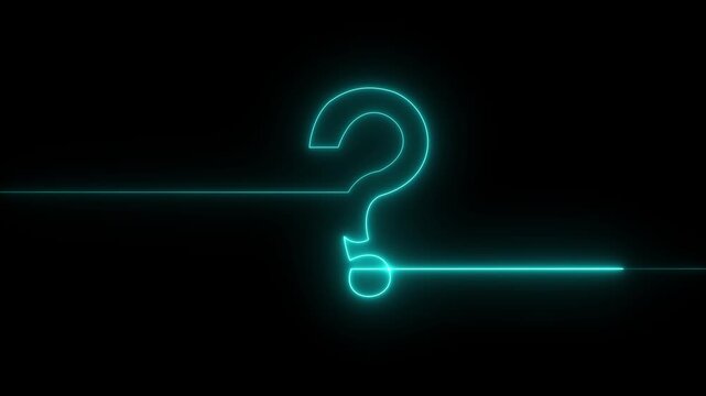 neon glowing loop Question mark sign Question mark icon asking icon animation.4k resolution abstract advice.