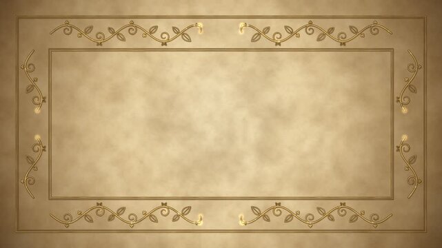 Illuminated Manuscript Gold Vine Border Drawing on Parchment Animation