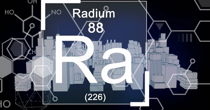 Dominating central layout, Ra element tile featuring 88 226 on dark gradient with city hexagons