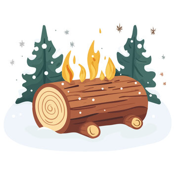 Clean flat vector icon of Yule Log, modern contemporary illustration style, isolated on a white background.