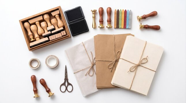 Vintage Parcel Packaging Craft Set with Brown Paper and Wax Seal Photo