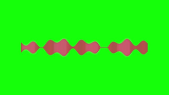 Dynamic Red Audio Equalizer Waveform Animation on Green Screen Background