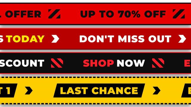 Black friday sales banners scrolling with mega discount offers