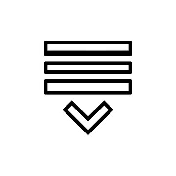 Minimalist Hamburger Menu Icon with Down Arrow Symbol