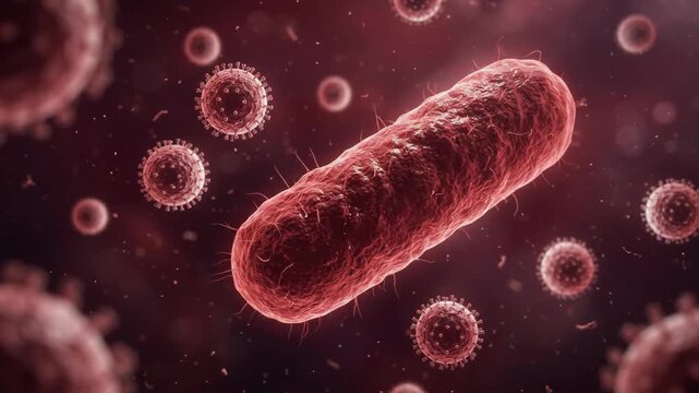 3d medical rod shaped bacteria and virus cells in motion