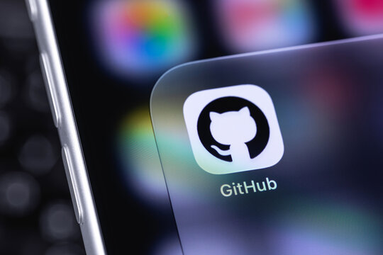 GitHub logo icon mobile app on a screen smartphone iPhone. GitHub is the largest web service for hosting and developing IT projects. Batumi, Georgia - October 3, 2026