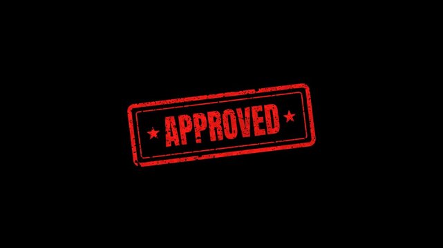 bold approved stamp slamming onto the screen with a dramatic impact effect