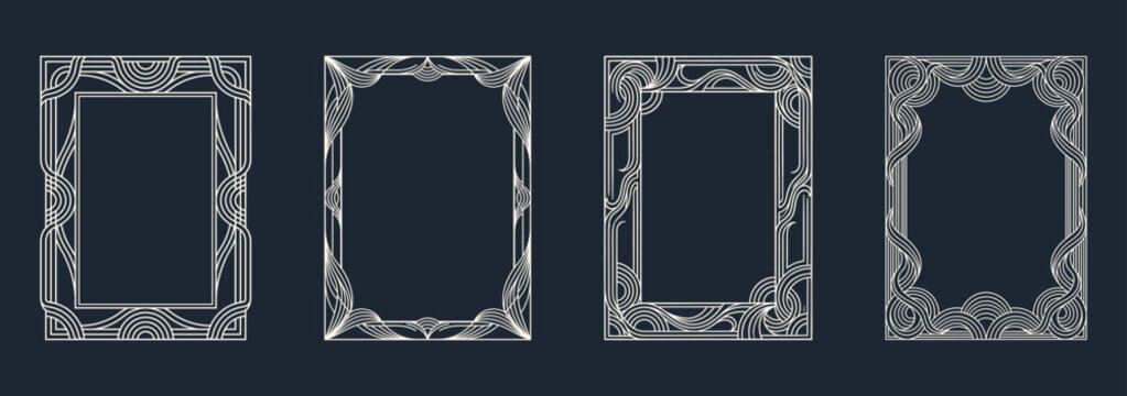 Set of Art Deco Decorative Line Borders and Elegant Frames