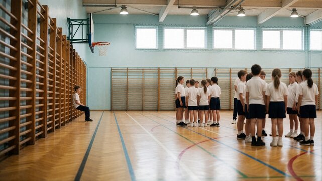 Schoolchildren in a Gymnasium