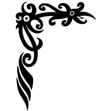 Elegant Black Ornamental Corner Flourish with Decorative Swirls for Vintage Frame Design