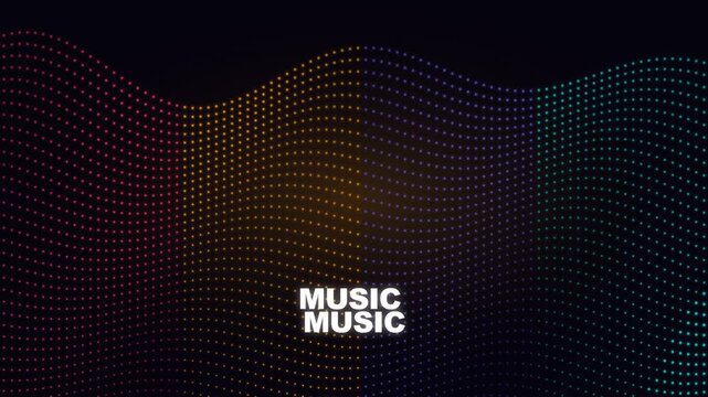 Music text with colorful pixelated wave background abstract animation