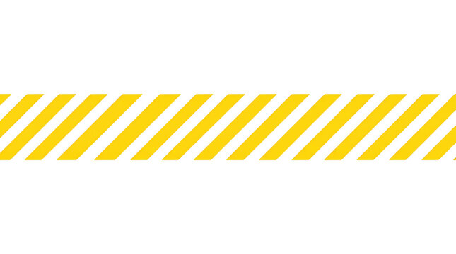 Yellow diagonal warning stripes on transparent background for construction safety tape.