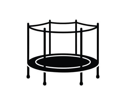 Round trampoline vector icon outdoor jumping play equipment
