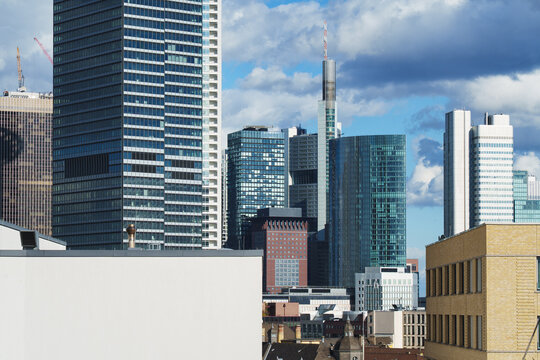 beautiful landscape - frankfurt am main in the summer. View of the skyline