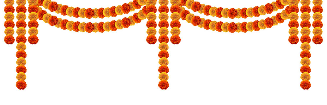 Marigold flowers hanging toran design indian festival element