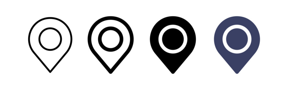 Map location pin icon vector design illustration marker pointer symbol GPS navigation button label place sign travel internet business mark set 3D point