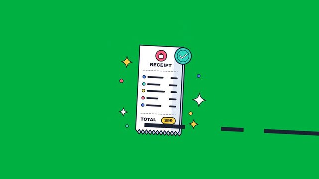Animated receipt vector graphic for financial transactions and shopping concept