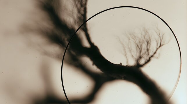 Blurred dark smoke crossing behind a sharply defined circle