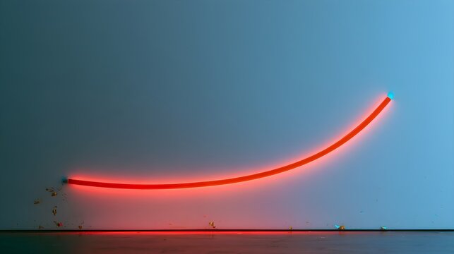 A single curved band of ruby light on a wall