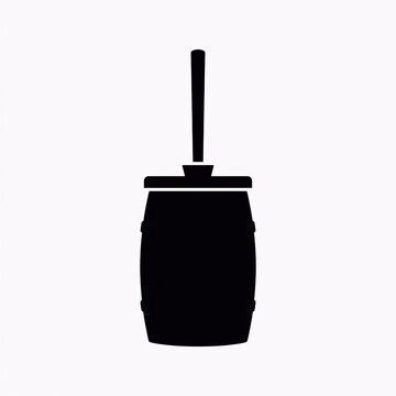 Black silhouette of wooden butter churn isolated on a plain white