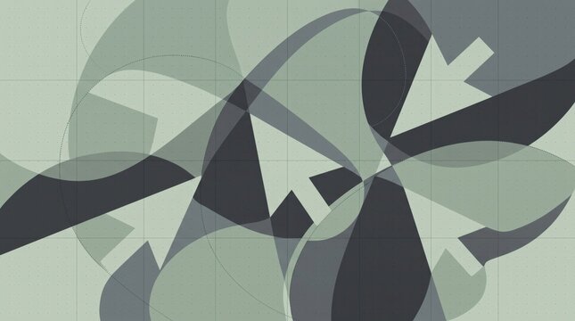 Abstract background design featuring overlapping mouse cursor arrows in muted green and grey tones.