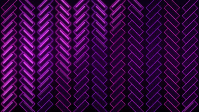 Static shot of neon purple geometric blocks pulsing in wave motion