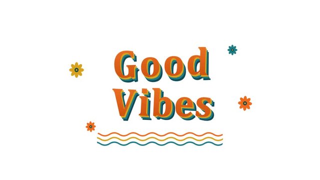 Retro good vibes typography pattern on white background