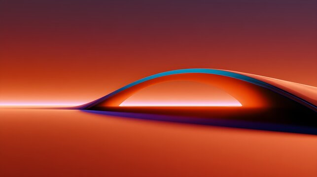 Low angle view of an abstract orange archway