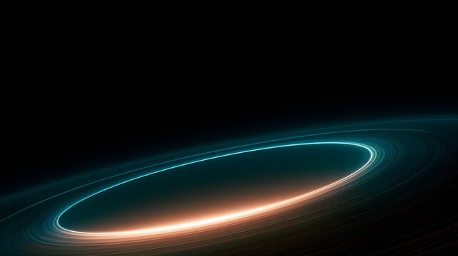 Glowing ring with thin luminous lines in space