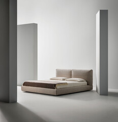 Modern luxury bedroom interior in minimal scandinavian style, 3d render © Yulichka