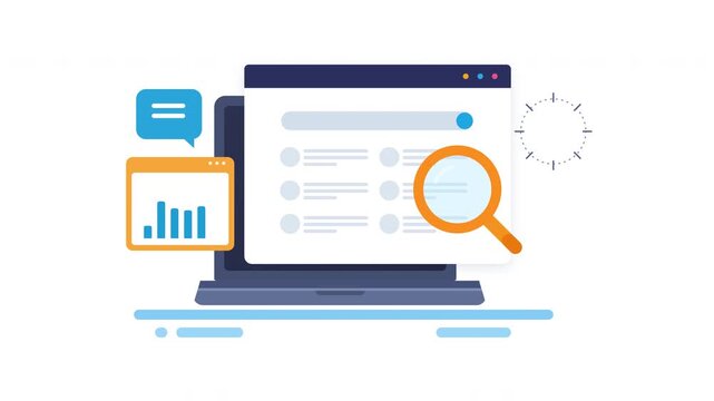 Laptop displaying search engine results and data analysis steps