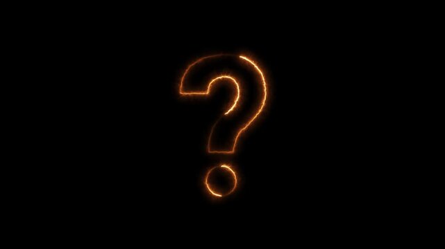 Fire question mark transparent motion animated black background