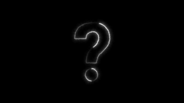 Energy seamless question mark transparent motion animated black background