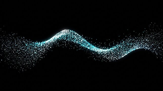 Elegant Blue Glittering Particle Wave Flowing on a Dark Background Creating a Sophisticated Abstract Light Motion Concept for Visual Design