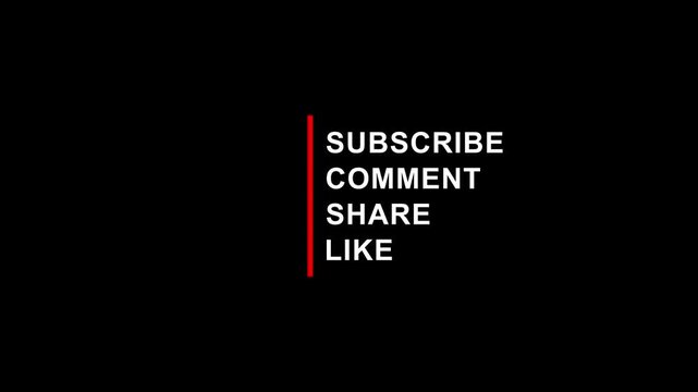 4K template text motion animated graphic of subscription. subscribe, like share, comment animation pop up for social media isolated .4k
