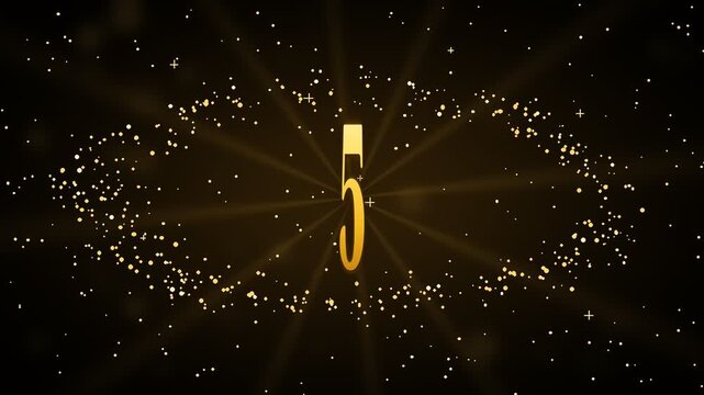 Elegant Golden New Year 2027 Countdown from 10 to 0 with Sparkling Particles and Glowing Light Rays