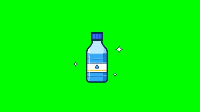 Clean Fresh Water Bottle Animation on Green Screen Background
