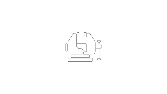 Bench Vise Clamp Tool, Workshop Equipment Mechanical Fastener Animated Icon, Loop Video Isolated on White