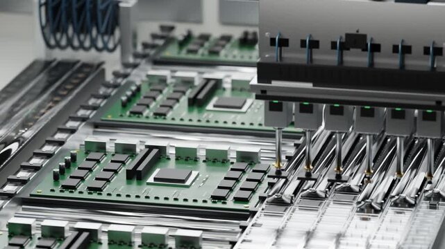Automatic Pick and Place Machine Assembles a Circuit Board