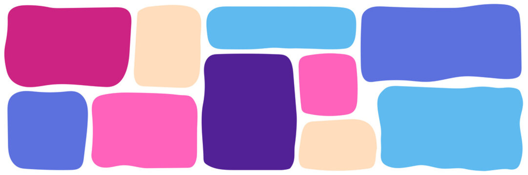 Shape rectangle square for frame organic wavy and wave color kid. Hand drawn abstract for box figure banner and paint vector collage. Shape border background for frame irregular cute.