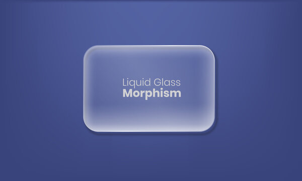 Liquid Glass morphism Banner Card with Soft Glow Effect Isolated on Blue Background