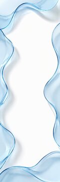 Abstract blue wavy glass shapes on left and right edges with white center background vertical frame